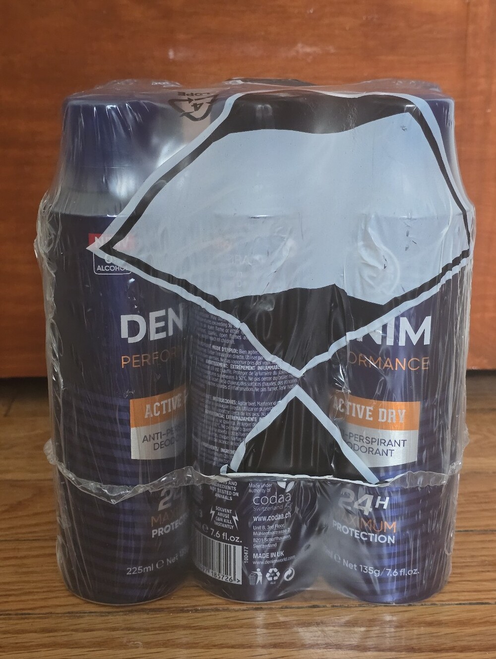 Pack of 6 Denim Performance Active Dry Antiperspirant Spray for Men (225ml / 7.6